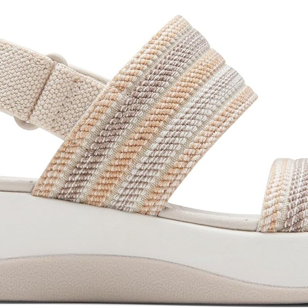 Women's Flat Sandal Nylon Beige Size 9.5 Cushion Soft Foam Summer Casual
